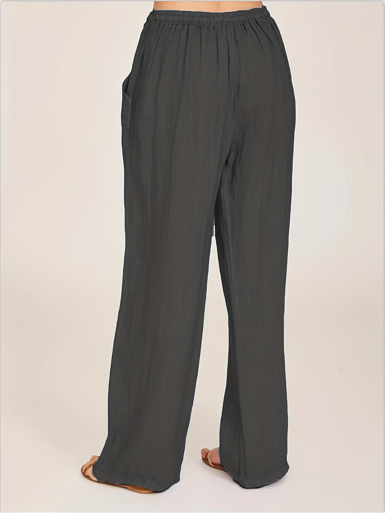 Drawstring Wide Leg Pants, Solid Loose Palazzo Pants, Casual Every Day Pants, Women's Clothing