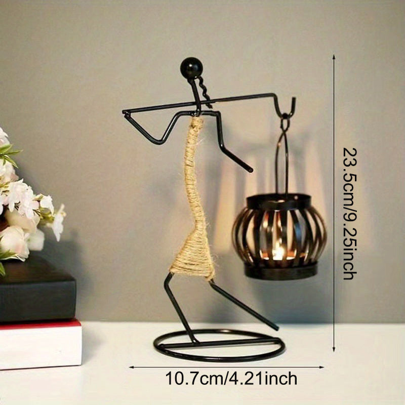 [1pc Lady Character Candle Holder] 1pc Metal Shaped Candle Holder With A Lady Character Design, Christmas Decoration, Christmas Candle Holder