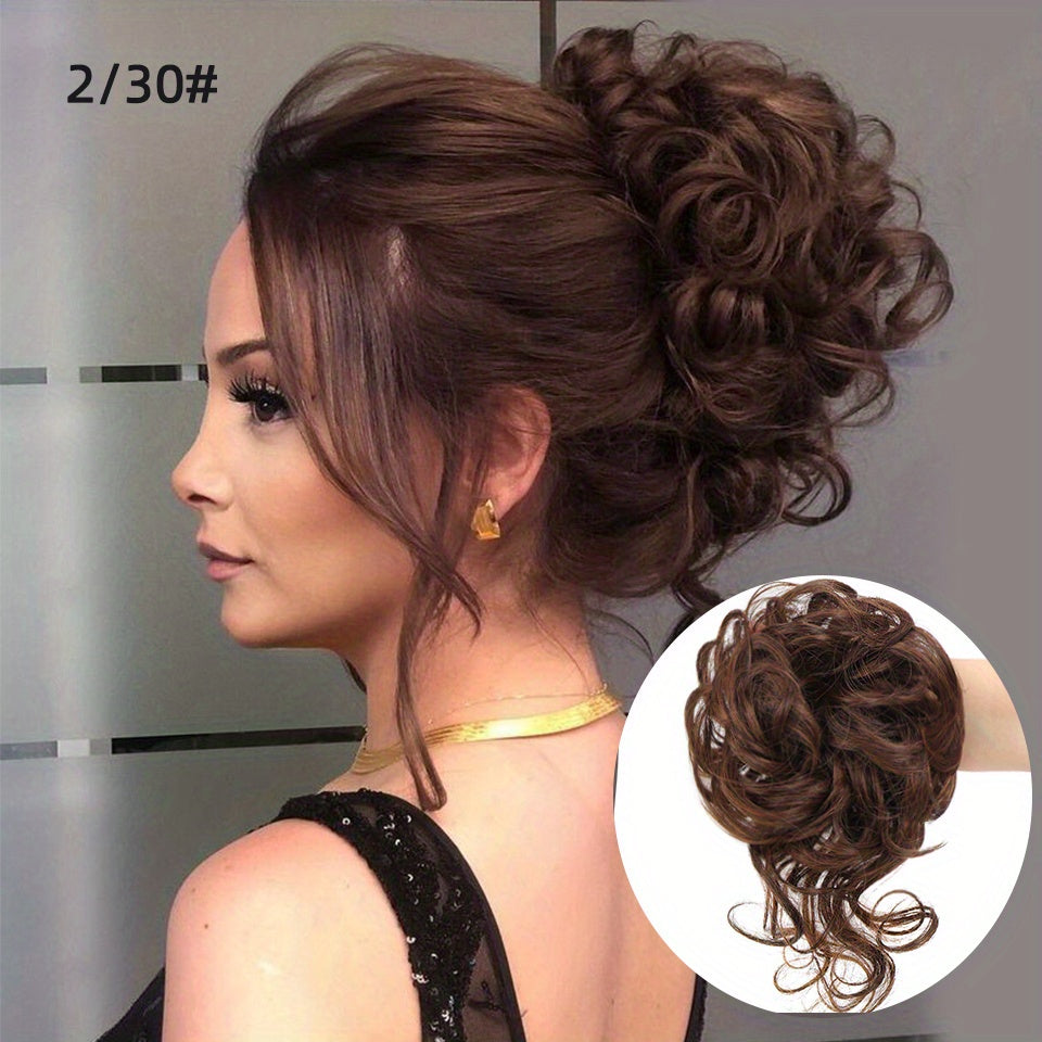 Add Volume And Style with Synthetic Messy Curly Hair Bun Chignon Scrunchy Hair Band! Hair Halloween Christmas