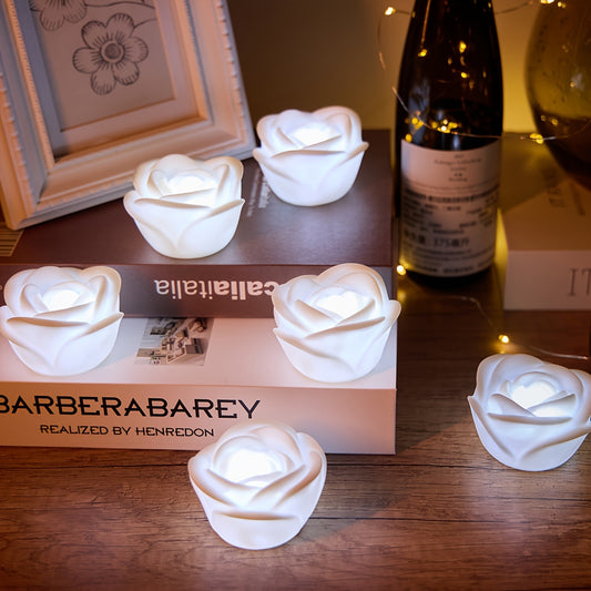 6pcs, Led Electronic Luminous Rose Flower, Valentine's Day Gift, Home Decoration, Countertop Decoration, Proposal Candle Rose, Wedding Rose, Valentine's Day Scene Decoration