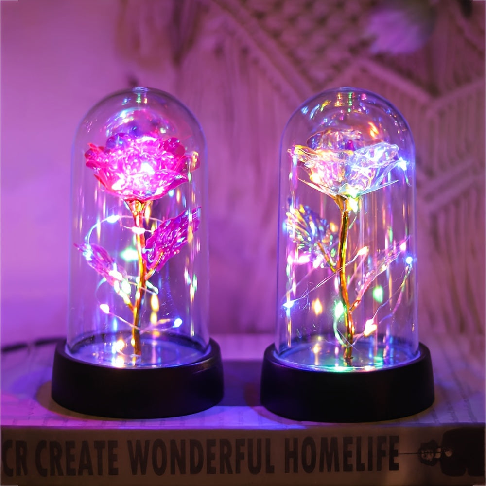 One Piece of Contemporary LED Rose Flower Night Lamp Featuring a Plastic Cover, Powered by Batteries, Ideal for Tabletop Decoration in Bedrooms And Homes. This Rose Lamp Is Perfect for Occasions Like Valentine'S Day, Mother'S