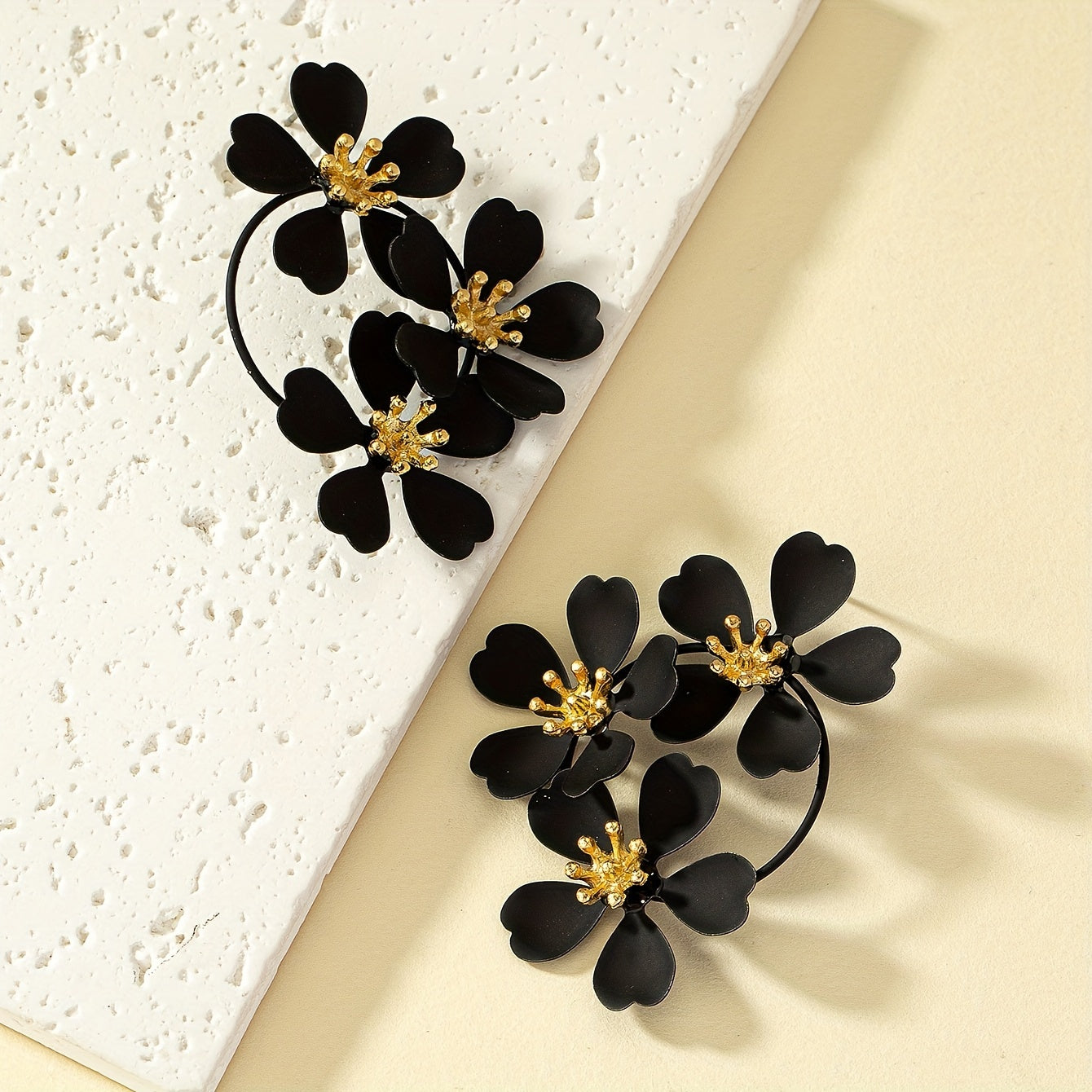 Fashionable Retro Flower Earrings - Zinc Alloy Vintage Punk Style - Gracefully Detailed for Womens Parties - Exaggerated Delicate Design