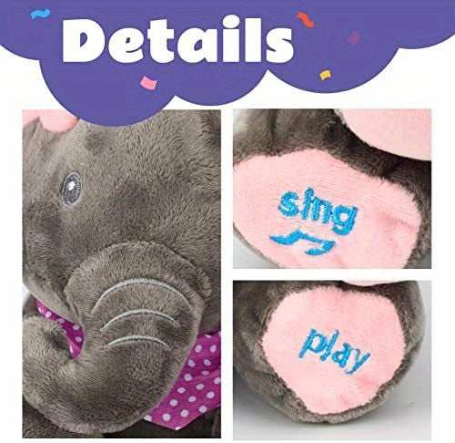 Hide-And-Seek Elephant Plush Toy, Baby Girl Hide-And-Seek Game Toy Singing Interactive Musical Toys, a Good Gift for Girls Over 6 Years Old Activity Ear Hide-And-Seek Bear Doll