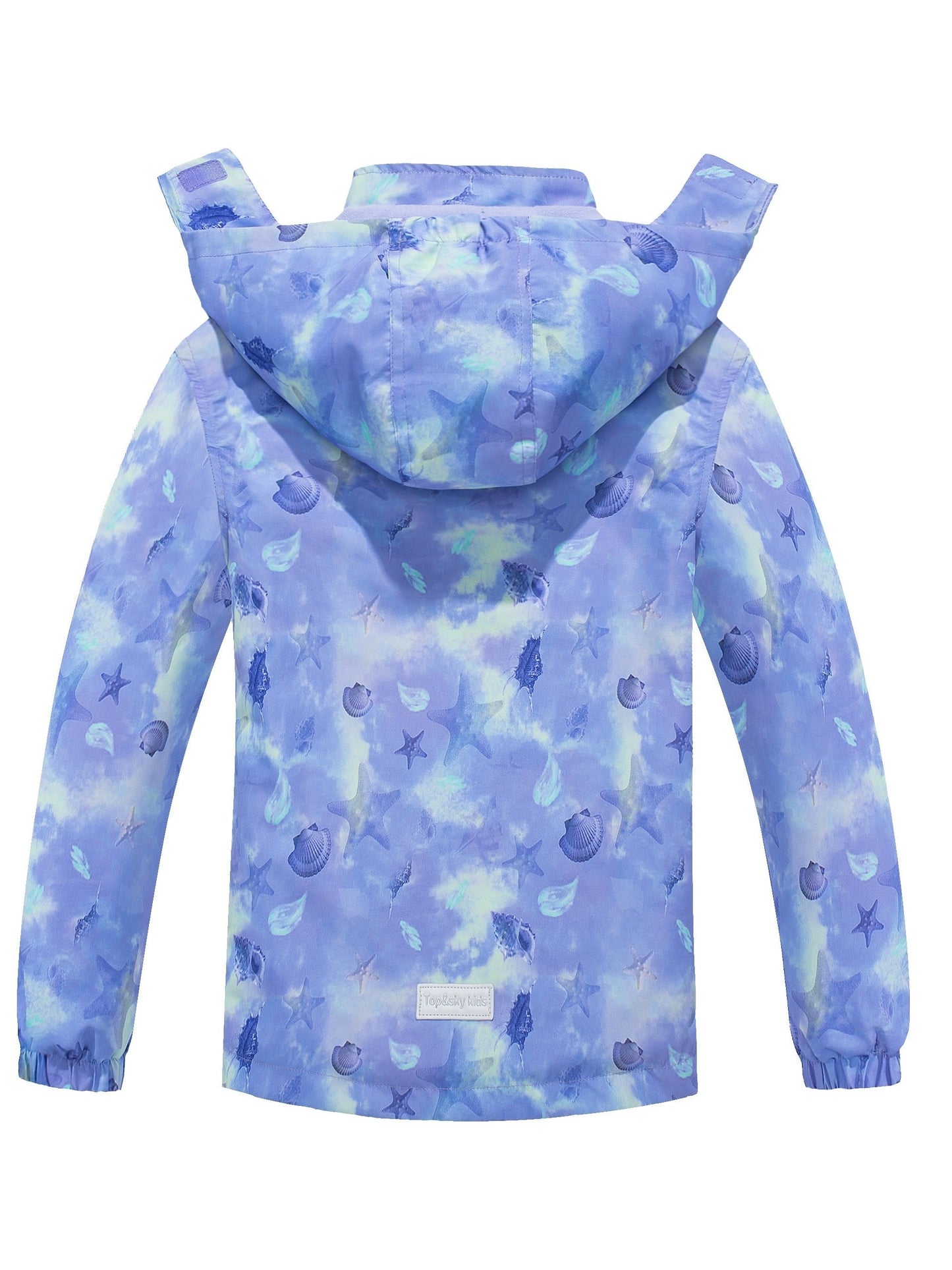 Girls' Gradient Color Hooded Jacket - Lightweight Windproof Winter Coat with Removable Hood, Zipper Closure & Animal Print Design for Casual Outings & Outdoor Play, Hooded Coat, Playful Design