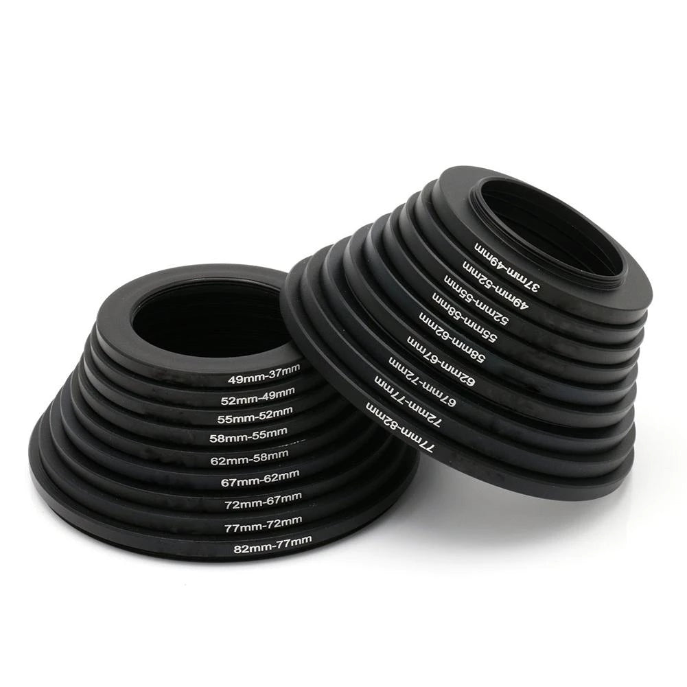 18pcs Camera Lens Filter Step Up And Step Down Lens Filter Stepping Adapter Ring 37 49 52 55 58 62 67 72 77 82mm For Nikon, Canon, Sony, Pacasonic, Fuji Pentax Olympus And Other SLR DSLR Camera Lens