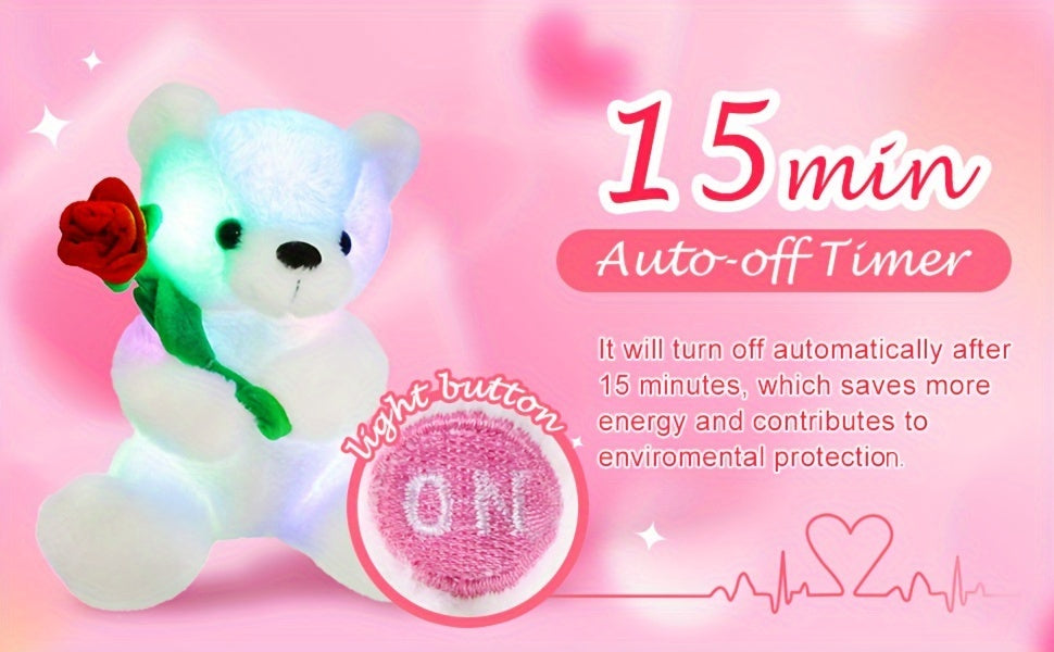 Glow Guards Glow Bracelet White Bear Plush Toy Soft And Cute Stuffed Animal, Christmas Halloween Thanksgiving Gift, Interior Decoration, Without Battery, 10.5 In/26cm