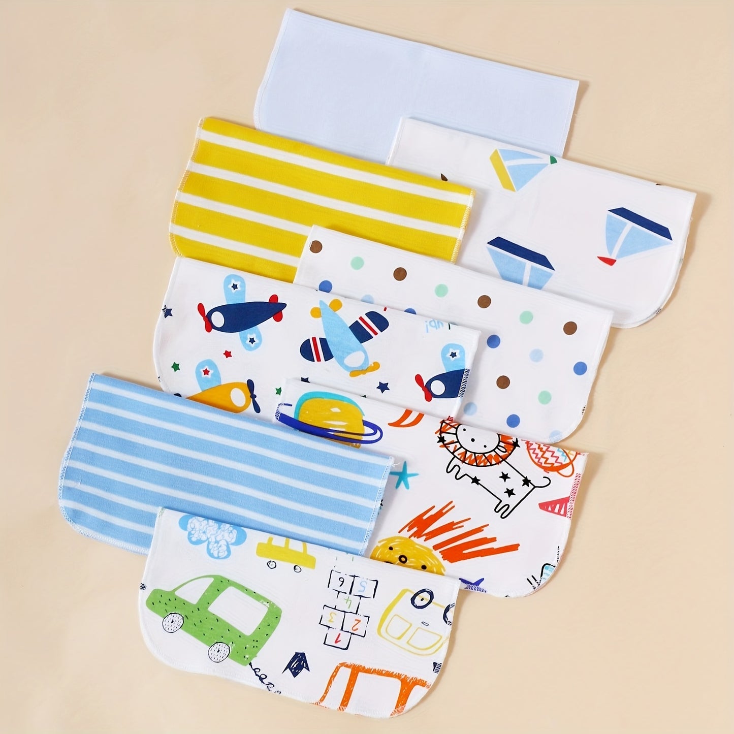 8pcs Adorable Baby Nursing & Feeding Towel Set - Soft, Absorbent, Multi-Use Washcloths, Bibs & Burp Cloths - Gentle on Sensitive Skin, Unisex for Boys & Girls - Perfect Gift for Baby Showers, Christmas, Halloween, Thanksgivin