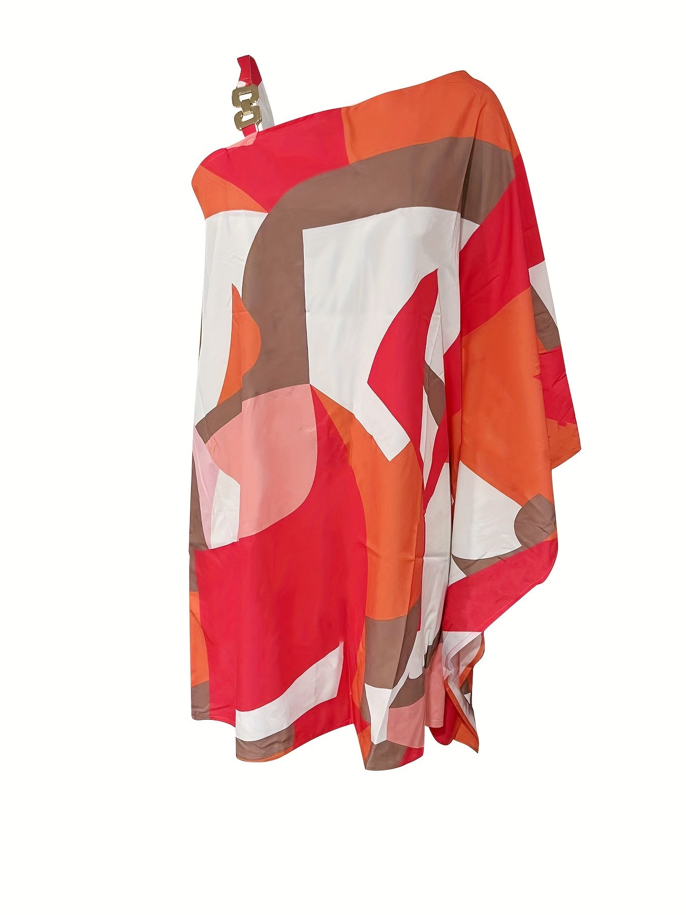 Floral Print Slant Neck Off Shoulder Dress, Elegant Asymmetrical Batwing Sleeve Mini Drape Club Party Dresses, Women's Clothing