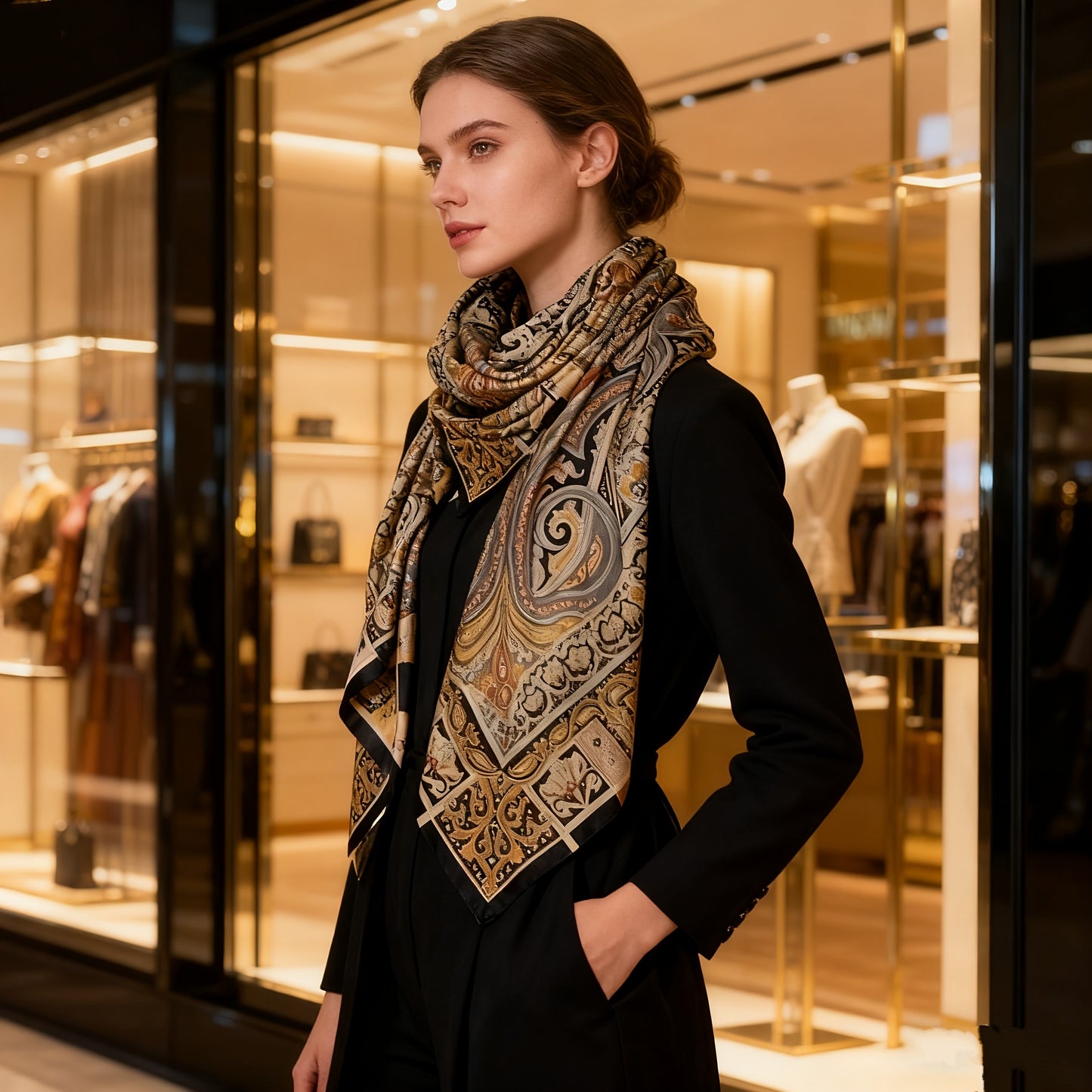 Classic Paisley and Cashew Flower Scarf | Women'S High-End Shawl, Thin, Fashionable and Noble, Elegant Style, Breathable and Decorative, Hand Wash or Professional Dry Clean.