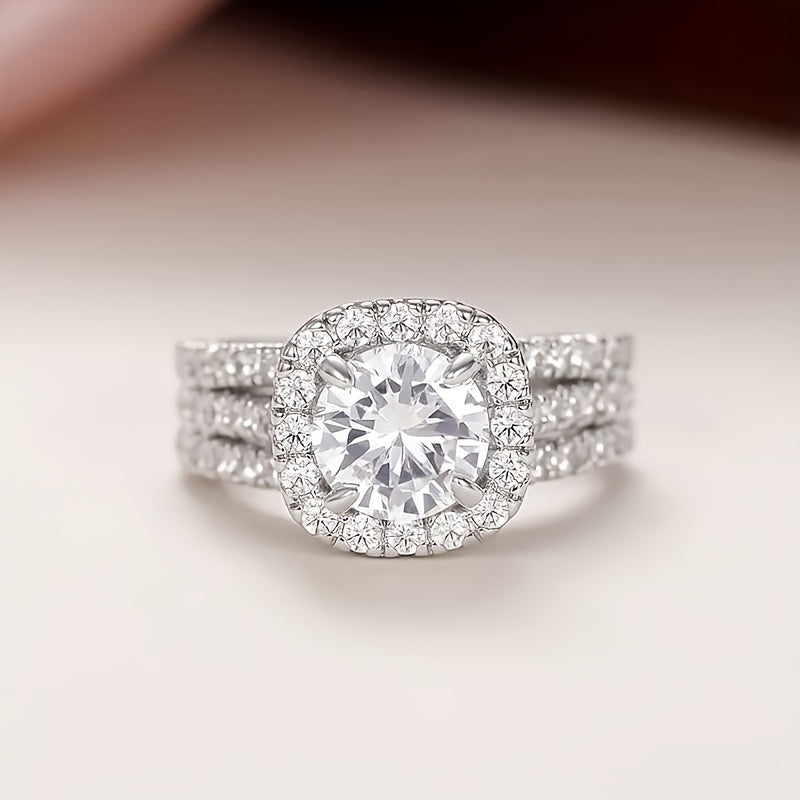 Luxury Women's Engagement and Proposal Ring, Fashion Synthetic Synthetic Zirconia Ring, Classic Style Women's Jewelry