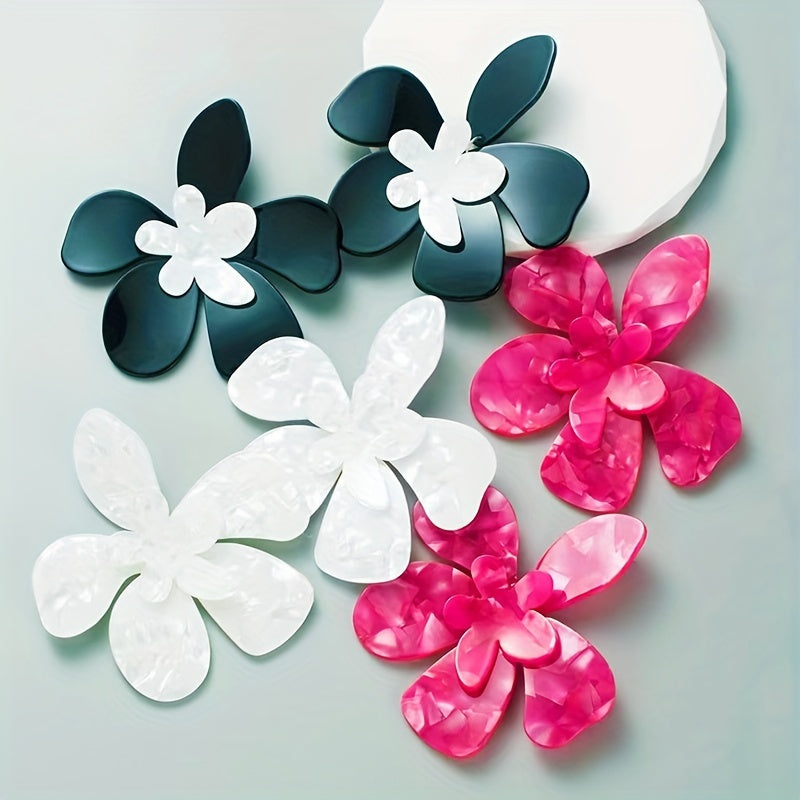 Exaggerated Flower Design Sexy Dangle Earrings Resin Jewelry Trendy Female Gift Showroom Party Statement earrings Accessories
