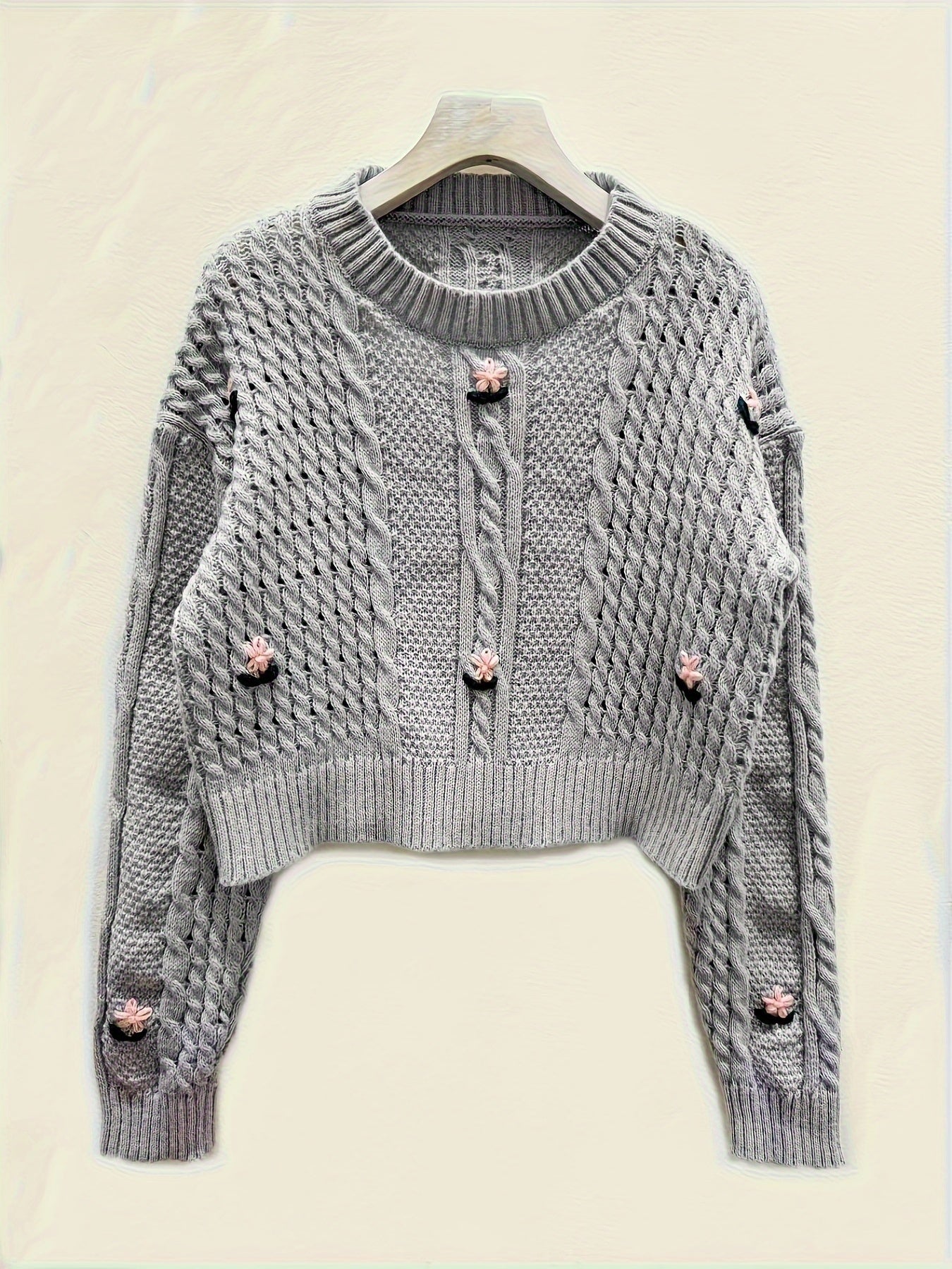 Zhonggong Hand-embroidered Retro Elegant Sweater Set With Flower Pattern