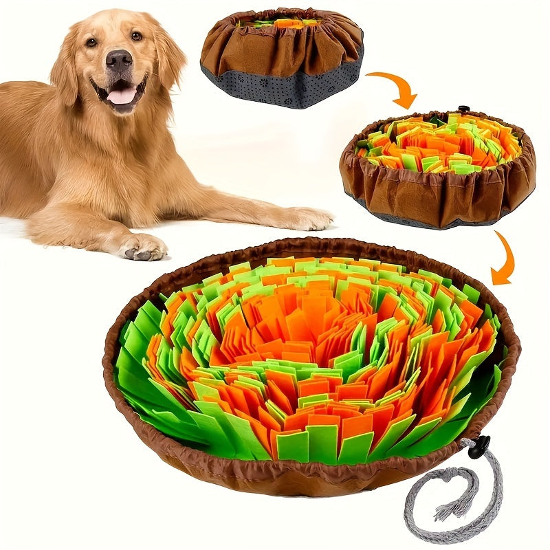 Dog Scent Mat - Interactive Training Toy with Green & Brown Polyester Material, Round Pet Sniffing Pad for Mental Stimulation, No Batteries Needed, Dog Training Mat, Dog Scent Work, Playful Design, Durable Construction