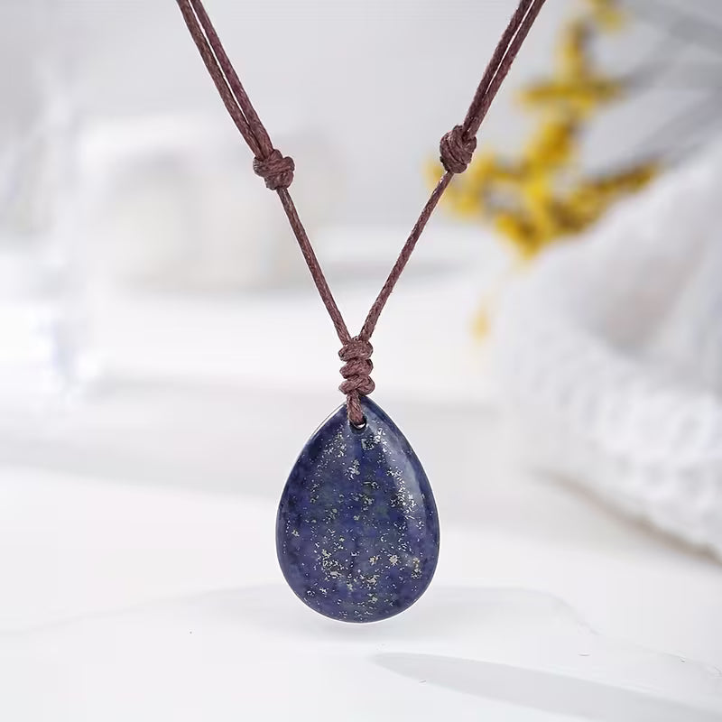 Natural Stone Hand-woven Drop Pendant Necklace
