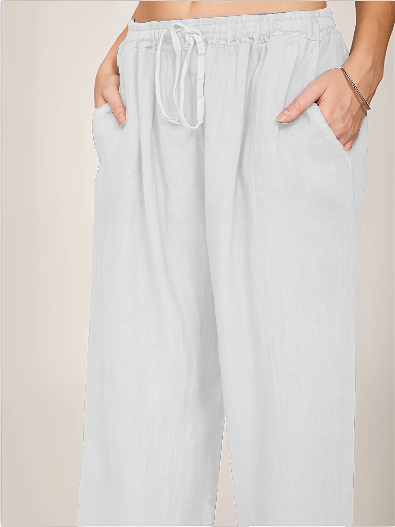Drawstring Wide Leg Pants, Solid Loose Palazzo Pants, Casual Every Day Pants, Women's Clothing