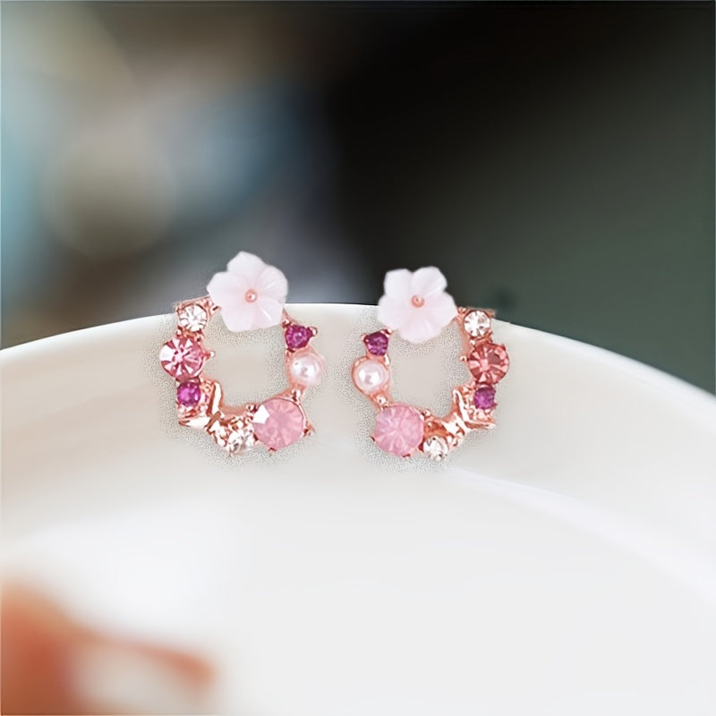 Elegant Faux Pearl & Flower Stud Earrings: Timeless, Allergy-Free, Chic for Every Occasion
