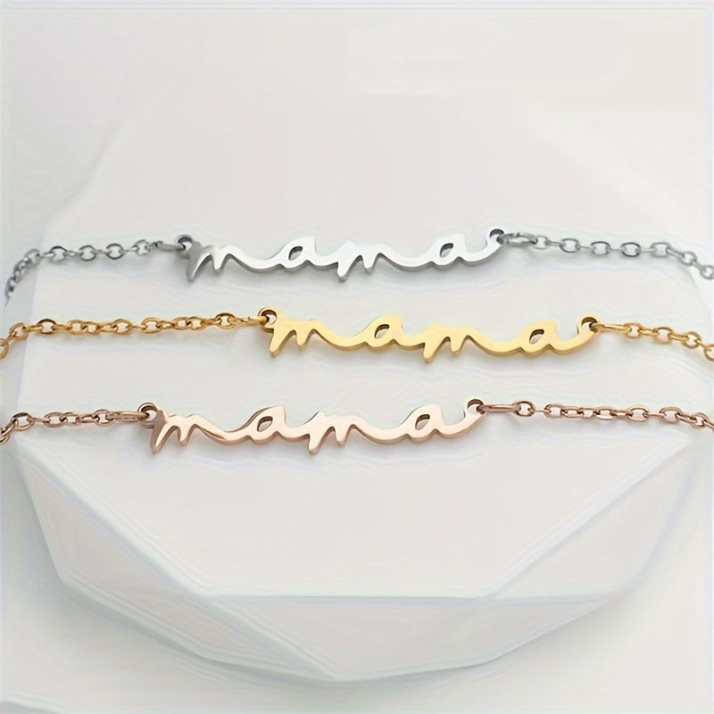 Mini "Mama" Necklace for Women - Golden-Tone Cursive Script Collarbone Chain, Minimalist Everyday Jewelry, Mother's Day Birthday Gift for Mom, Year-Round Wear, Mothers Day Necklace, Elegant Accessory, Delicate Design