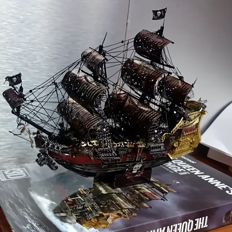 Piececool Metal 3D Puzzles for Adults, Flying Dutchman Pirate Ship Model Kits, 3D Watercraft Model Building Kit, DIY Craft Kits Difficult 3D Puzzles for Family Time, Great Birthday Gifts