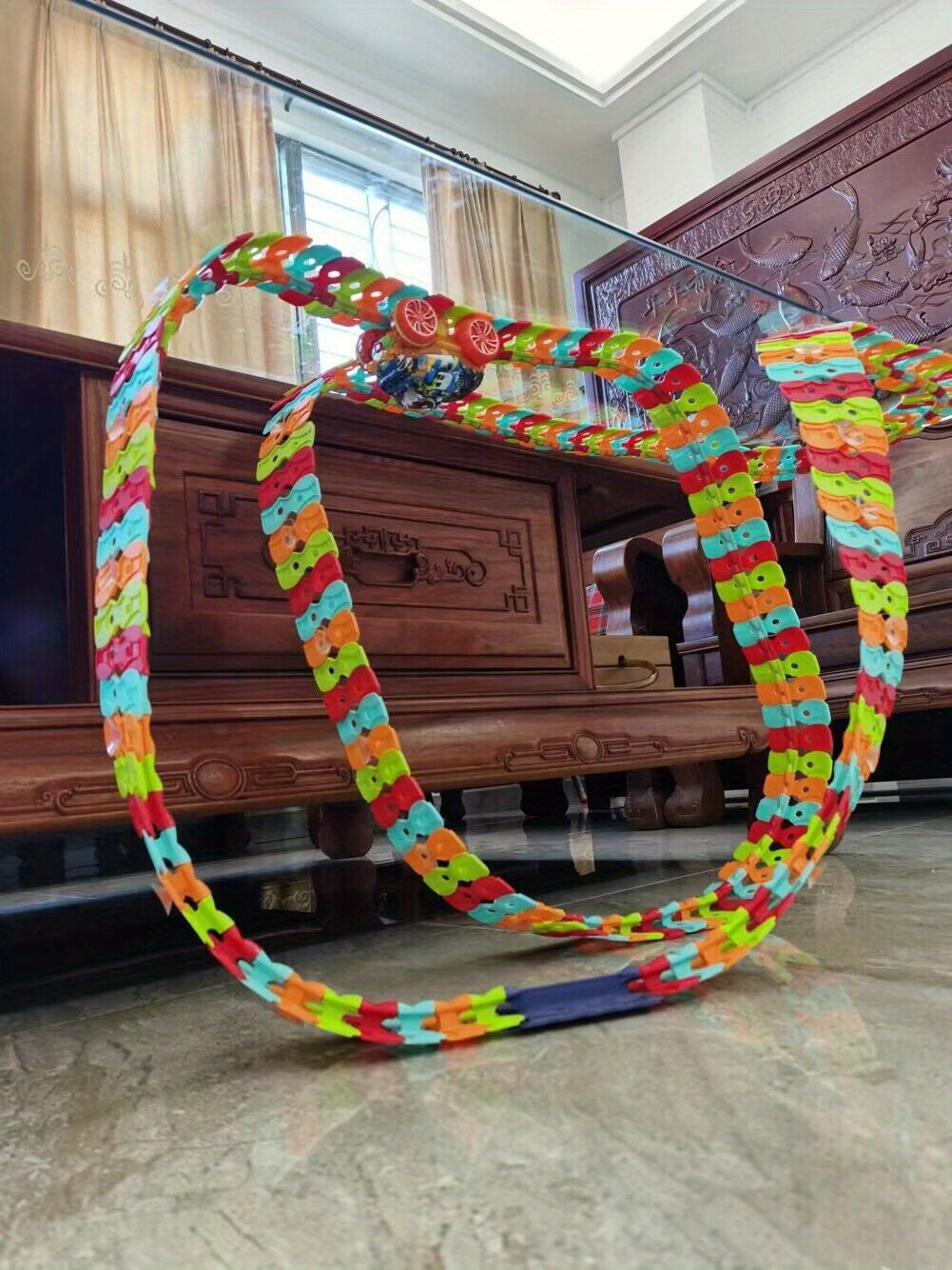 1 Set Race Track Car Toy, Rail Car Game Set, for Boys And Girls, Colorful Luminous Hangable Electric Rail Cars, Birthday Gifts, for Fun At Christmas Parties (without battery) as Halloween Gift for winter
