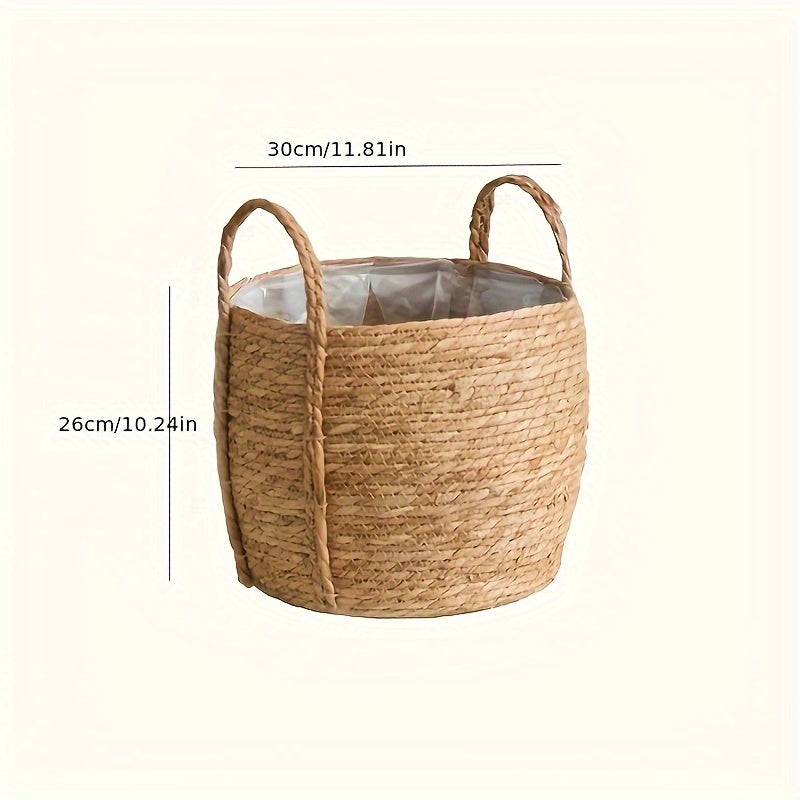 Nordic style seaweed handmade woven flower pot decoration flower arrangement creative minimalist flower basket drum belly rattan woven basket