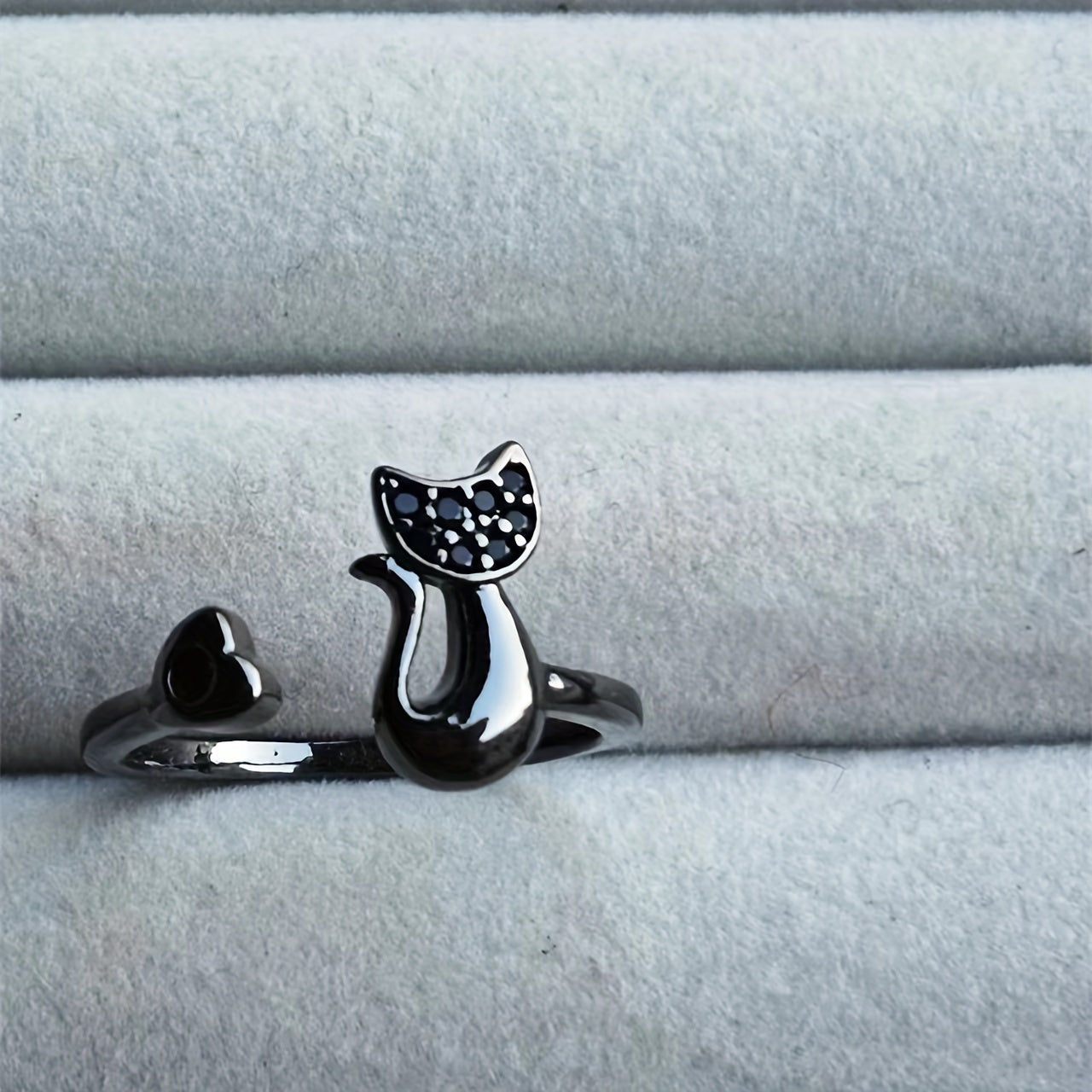 Cute Cat Kitten Open Ring Plated Jewelry For Women Girls Teen