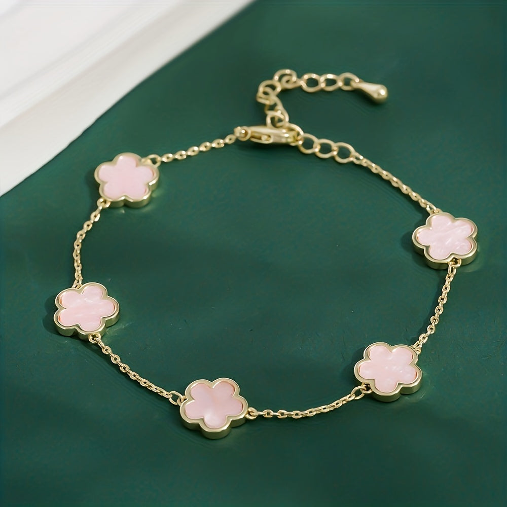 1pc Mini Flower Thin Chain Bracelet Elegant Hand Chain Jewelry For Women