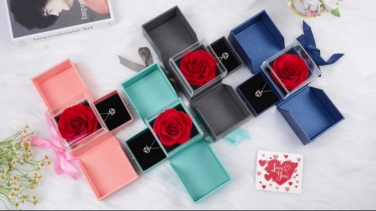 Preserved Rose Gifts for Mom Her Girlfriend Women with I Love You Necklace in 100 Languages, Mothers Day Gifts for Mom from Daughter Son on Birthday Anniversary Christmas