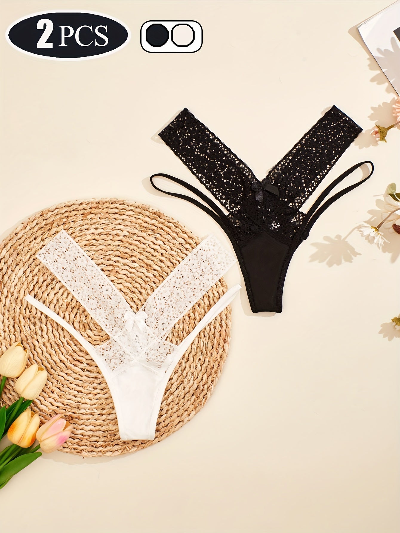 Strappy Lace Thong Panties, Floral Print Semi-Sheer High Waist Criss Cross Panties, Women's Lingerie & Underwear