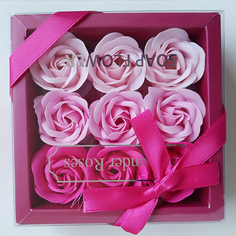 9pcs, Roses Soap Flower Gift Box Christmas Gift Mother's Day Valentine's Day Gift Box Wedding Housewarming Bridesmaid Gift Activity Small Gift