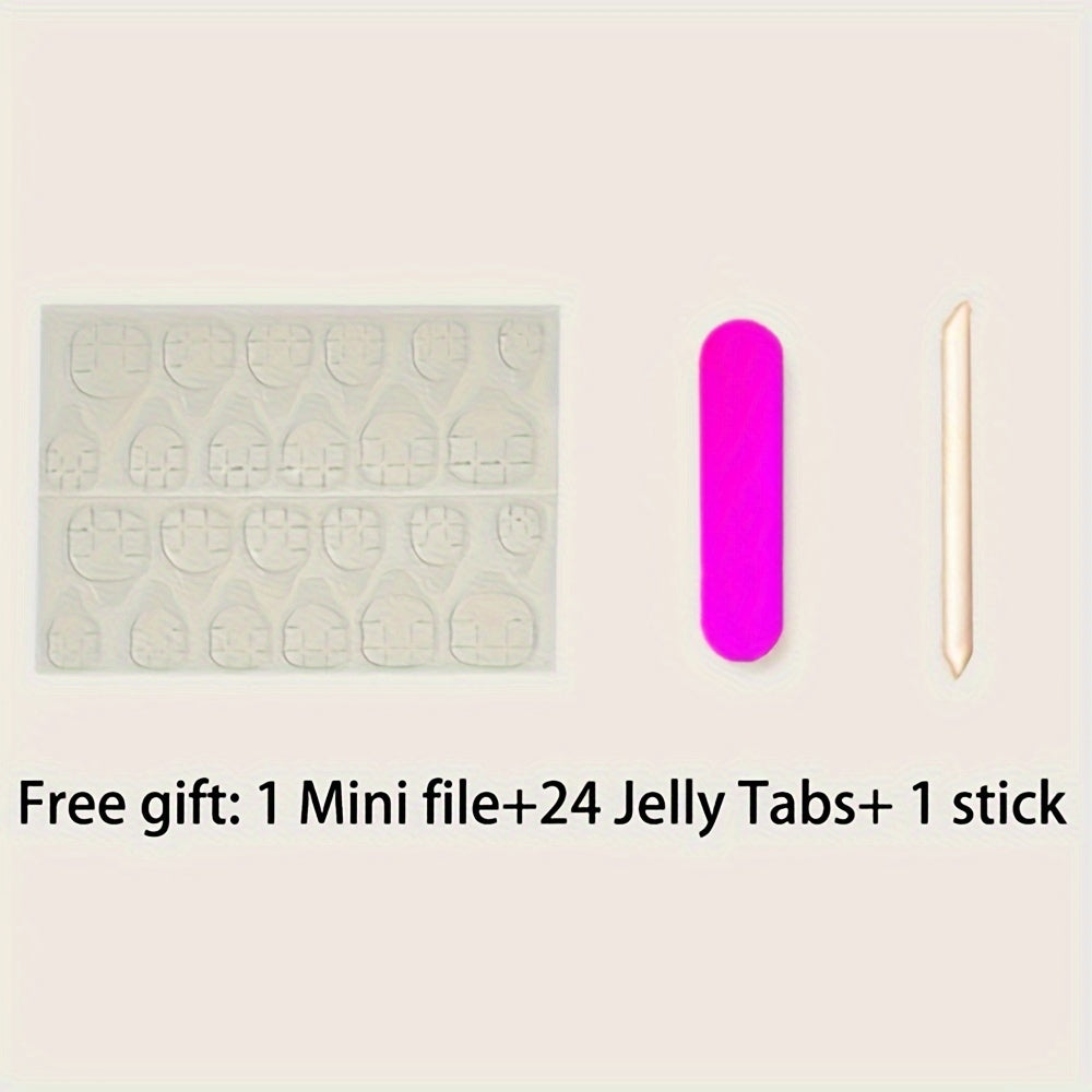 24pcs Toe Press On Nails Pink French Style Flower Pattern Fake Nails Glossy Artificial Toenail Manicure False Nails
