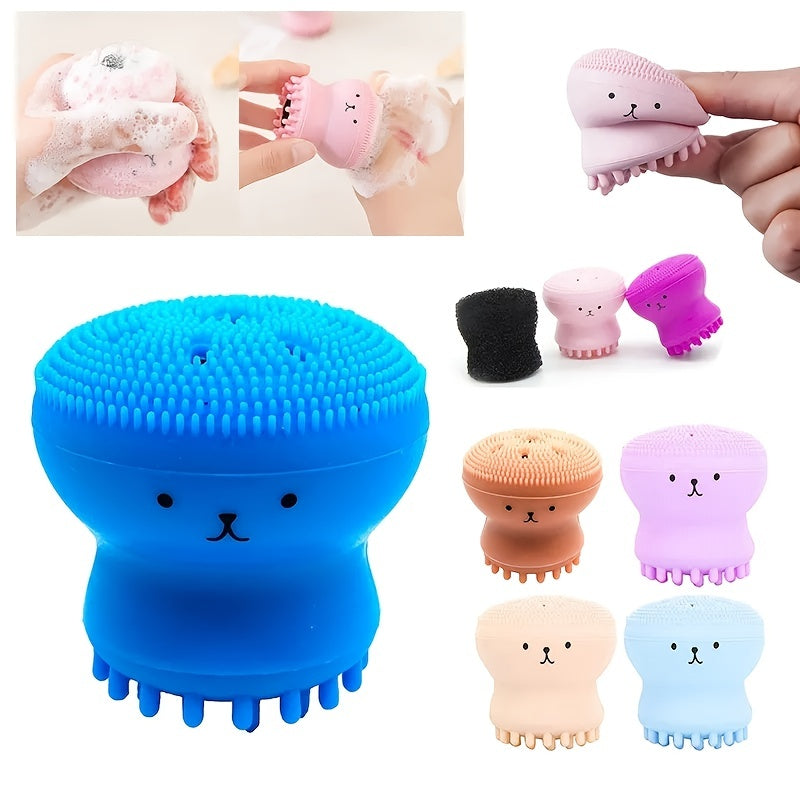 [Mini Octopus Deep Clean Brush] Exfoliating Facial Cleaning Scrubber Brush, Octopus Shape Silicone Miniature Face Deep Clean Tool, Face Massage Scrub Brush, Manual Face Washing, Fit For Daily Skin Care