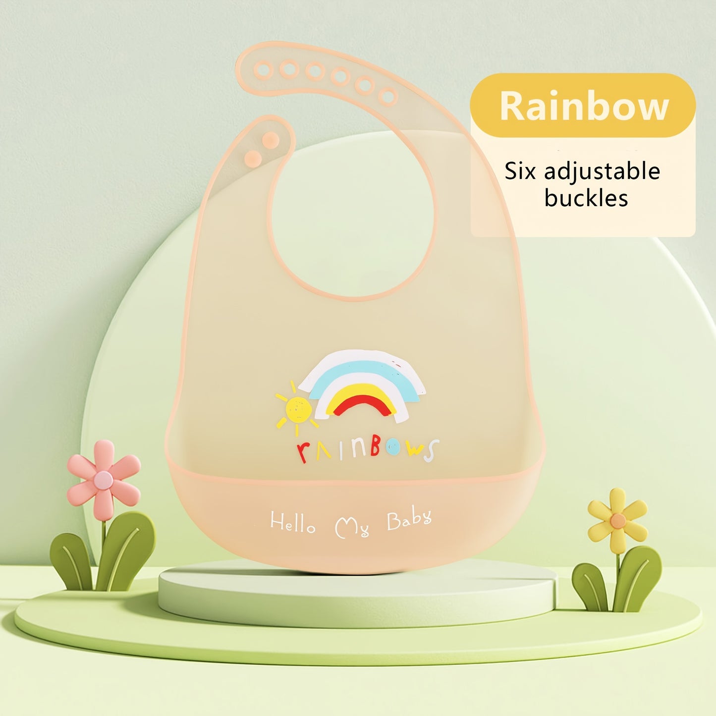1pc Silicone Baby Bib - Lightweight, Snap Closure, Cute Designs for Boys & Girls, Perfect for Feeding Time, Durable & Easy to Clean, Feeding Accessorie