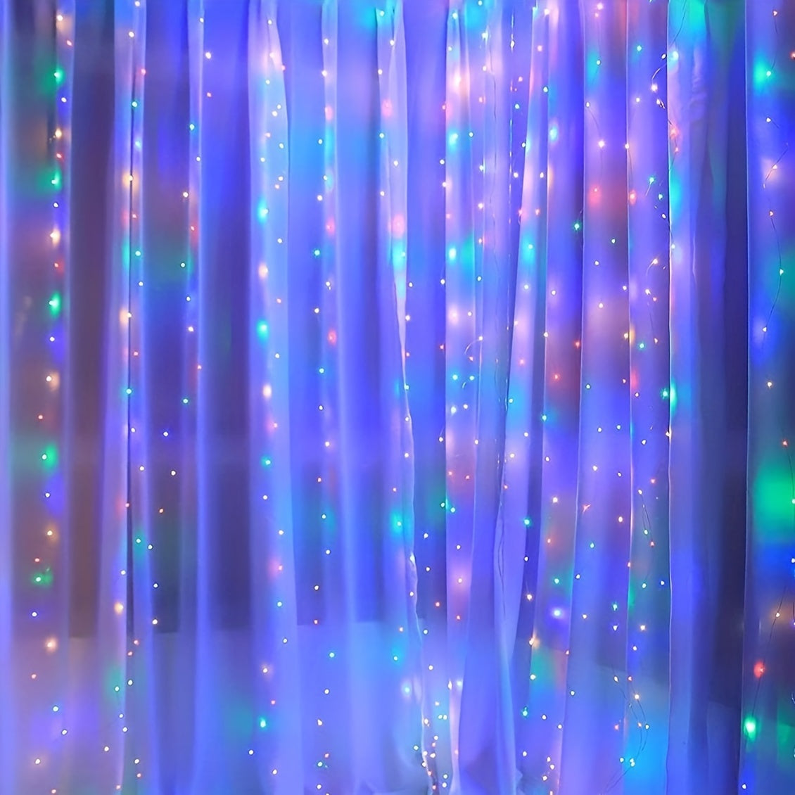 1pc, 200 LED Curtain Lights 199.95cm, Hanging Window Lights, Fairy Lights, Bedroom Decor, Indoor Decor, Christmas Holiday Party Supplies, Party Decor, Festival Decor Not Include Batteries, Halloween