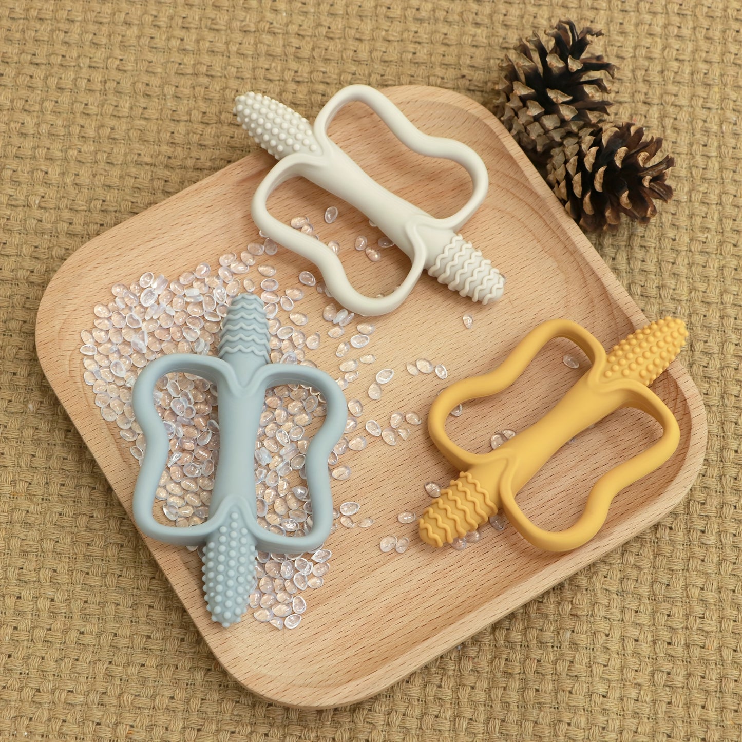 [Silicone Teether] Silicone Baby Toy Teether with Handle | Integrated Corn-Shaped Teether, Available in 6 Colors