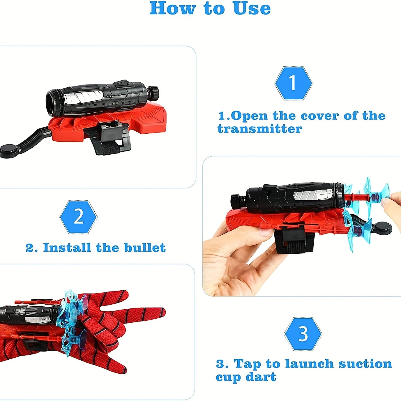 Soft Bullet Fun Wristband Launcher - Role-Playing Educational Toy For Kids - Sticky Wall Accessories Christmas, Halloween Gift