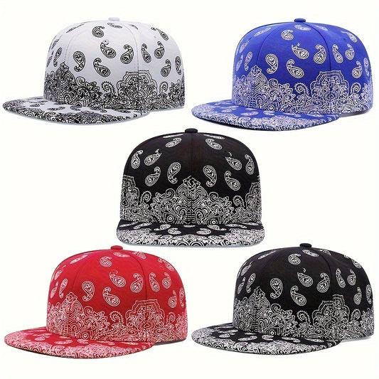 Cashew Flower Pattern Button Hat for Men and Women Retro Hat Outdoor Sports Sunshade Hat