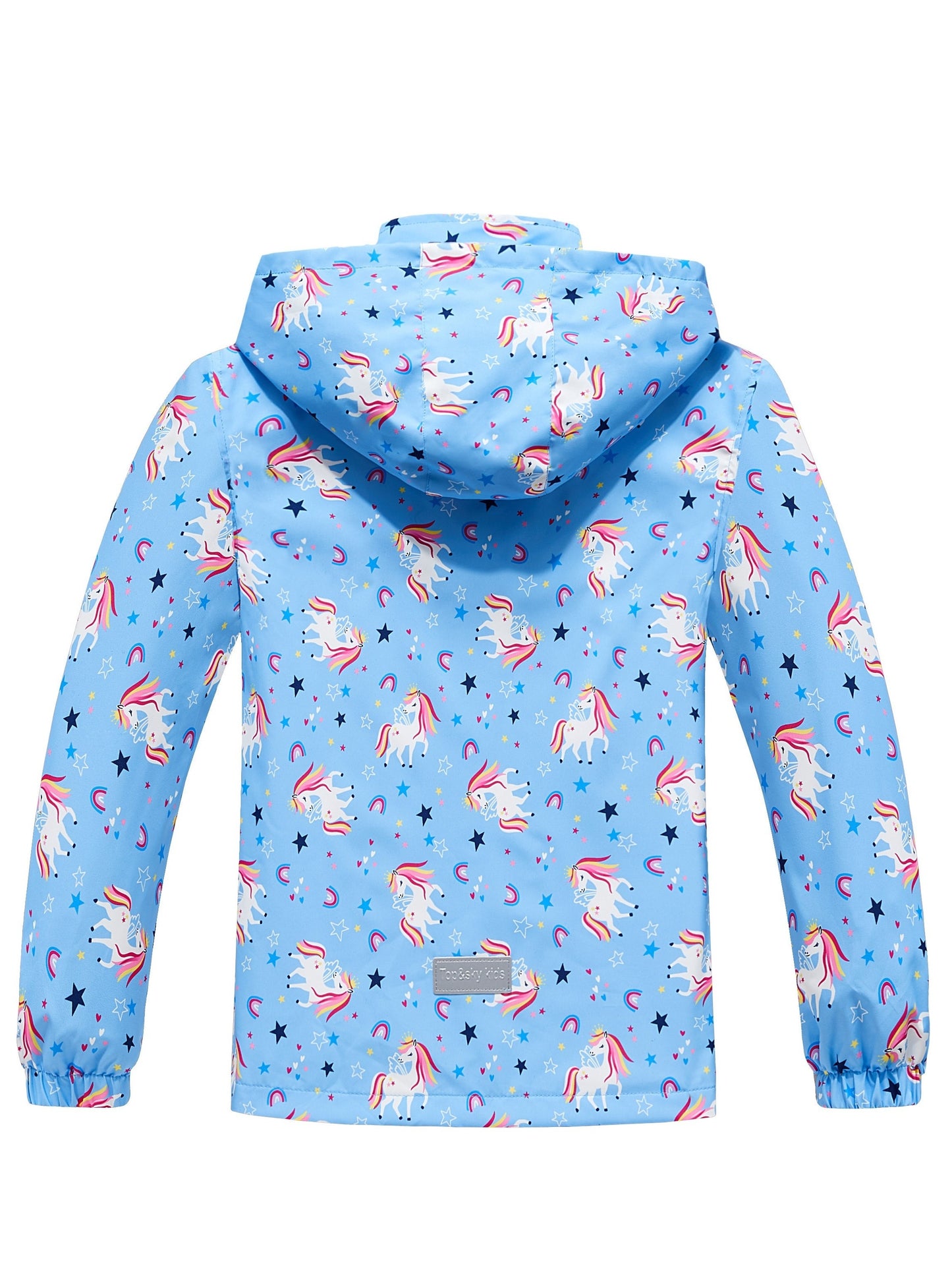 Girls' Unicorn Jacket - Lightweight Windproof Hooded Outerwear with Removable Hood, Pastel Rainbow & Clouds Design, Zip-Up Front, Long Sleeves, and Pockets for Spring/Fall Casual Wear, Unicorn Clothes, Playful Kids Fashion, D