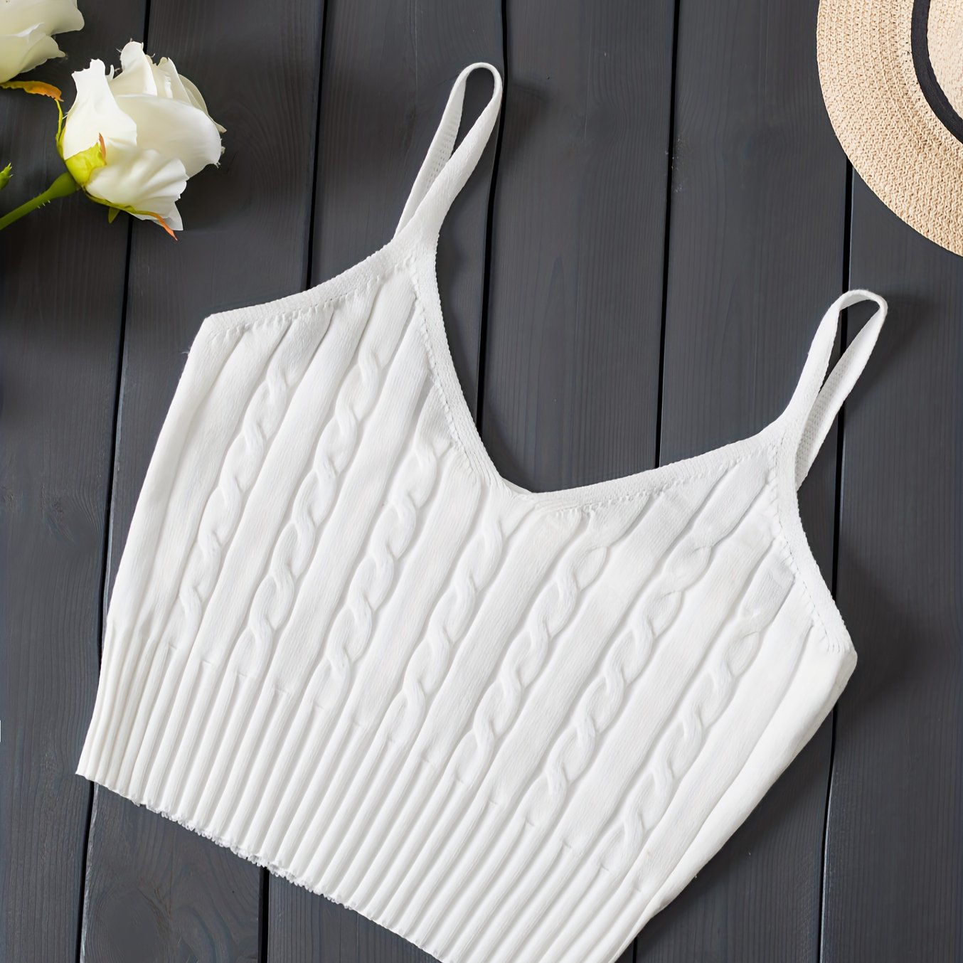 Women'S Stretchy Tank Top - V-Neck Sleeveless Casual Vest with Ribbed Texture, Beige, Versatile for Layering or Standalone Outfits, Allseason Apparel | Vneck Design | Construction, Ladies Tank Tops