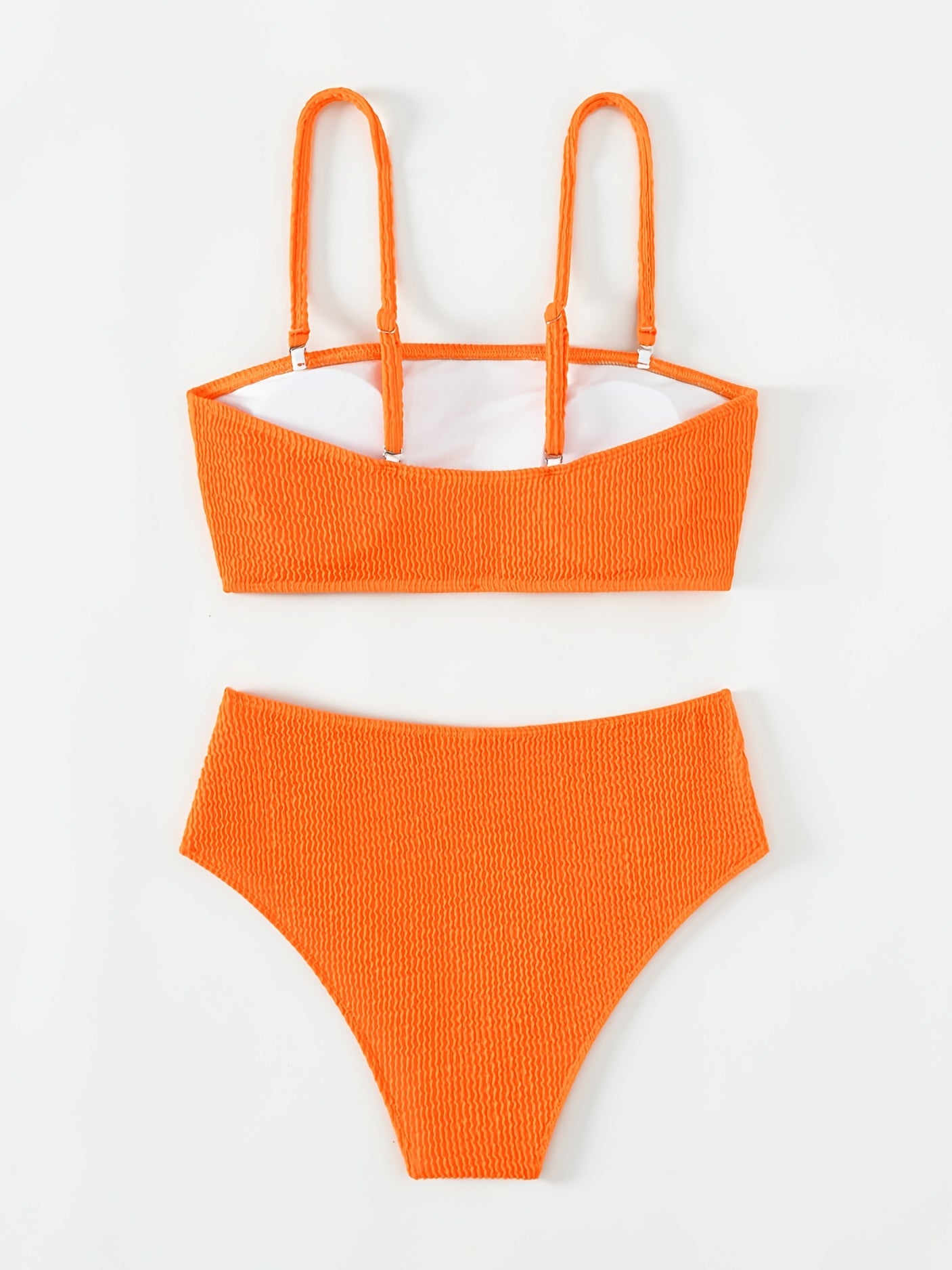 2pcs Set Women's Bikini Sets - Bandeau, Solid Color, High Stretch Polyester Knit Fabric - Swimming | Smooth Fabric | Machine Washable
