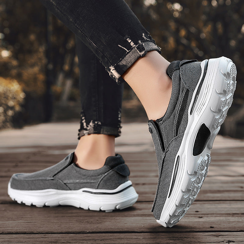Men's Canvas Breathable Slip On Loafer Shoes Comfortable Walking Sneakers
