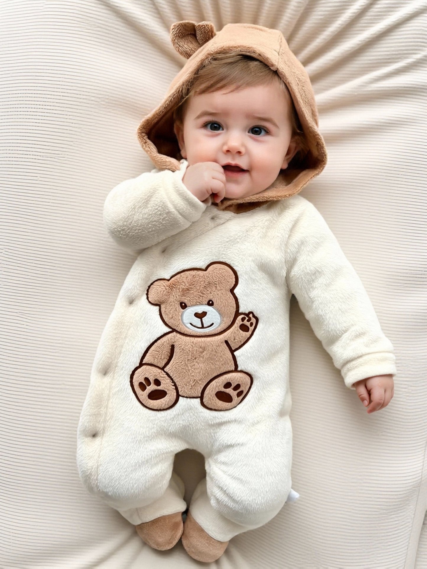 Baby Footed Onesie, Newborn Infant Footed Romper, Winter Thickened Plush Warm Base Layer, Perfect for Outdoor