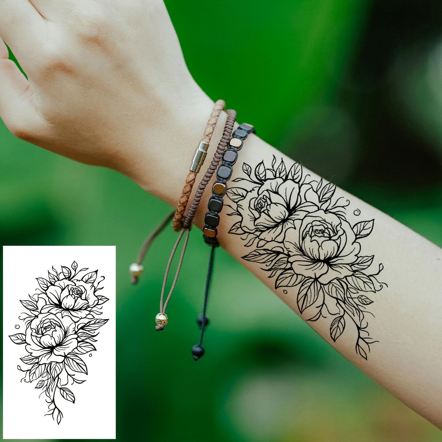 30 Temporary Tattoo Stickers, Black Butterfly Feather Wind Chime Wings Planet Spider Guitar Flower Heart Pattern Tattoo Stickers, Body Wrist Collarbone Art Waterproof Fake Tattoo Stickers Suitable for Women, Temporary Tattoo