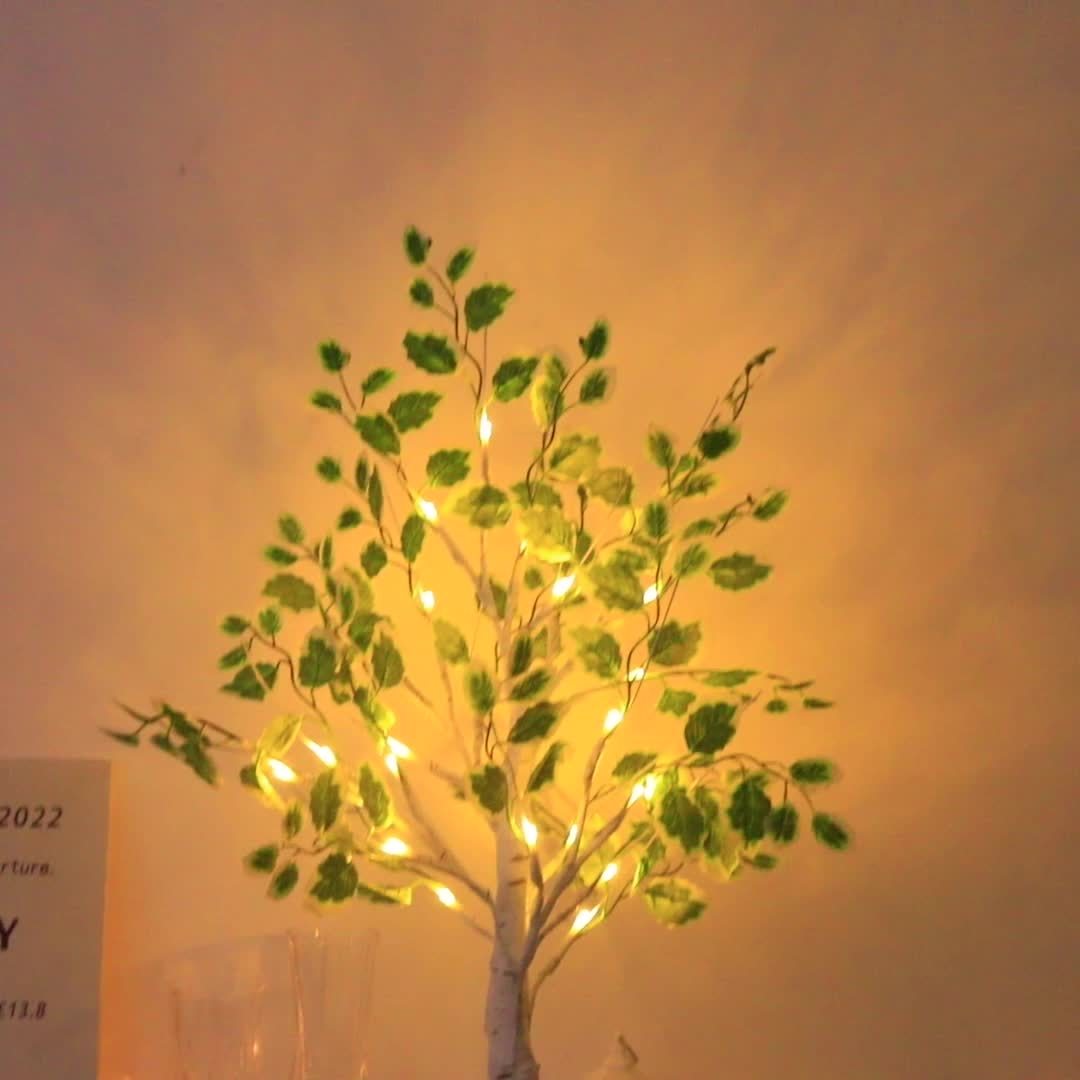 1pc Birch Christmas Leaf Flower Lamp Romantic Bedroom Night Light Room Decoration Table Lamp Sleep Decor Bedside Atmosphere Lamp