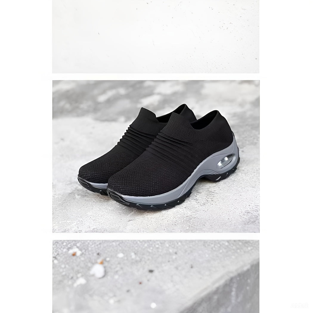 Women's Casual Sneakers - Geometric Pattern, Fabric Upper with PU Sole - Summer Footwear | Breathable & Lightweight | Pull On Low Top Design