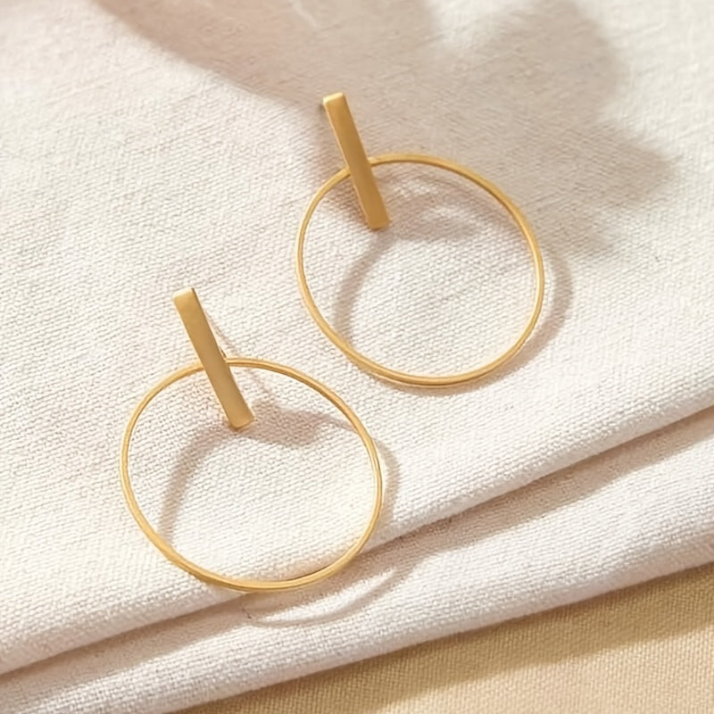 Plated Geometric Circle Drop Earrings Simple Style Jewelry For Women