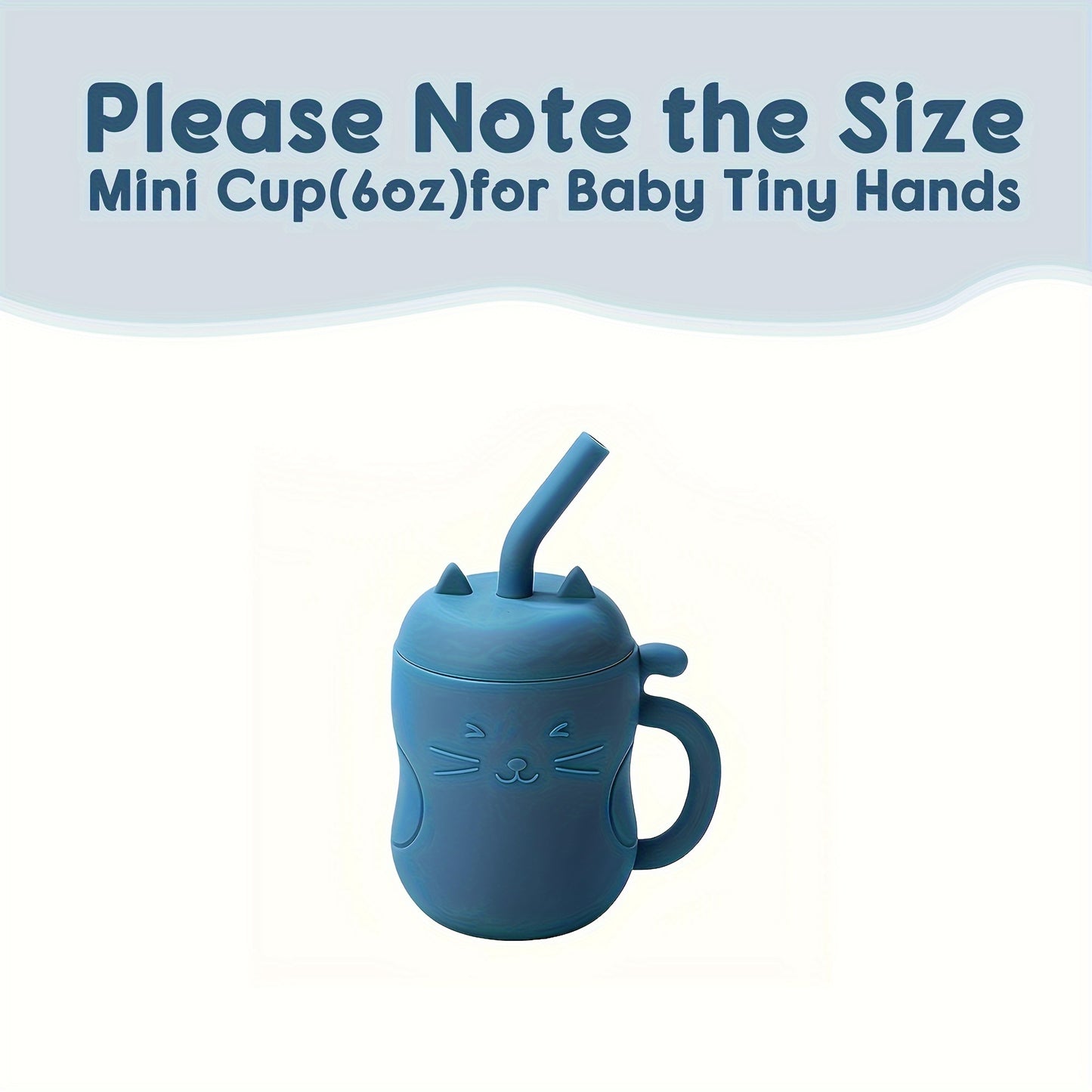 TYRY.HU Baby Learning Cup with Straw & Lid - Leak-Proof Soft Silicone Training Cup Suitable for, Feeding, Lid & Straw, Cute Cat, Easy to Clean, (4 Colors: ///)