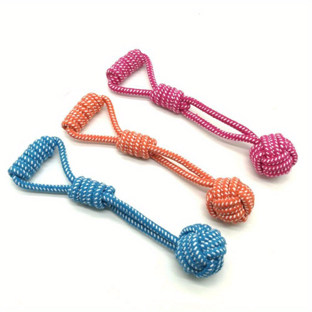 Dog Cotton Rope Toy Molar Bite Resistant Braided Rope Knot Toy Medium Large Hand Pull Toy Pet Random Color