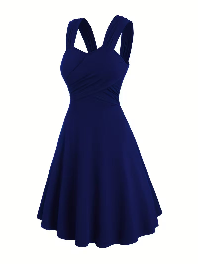 Ruched Cross-Shoulder Strap Dress