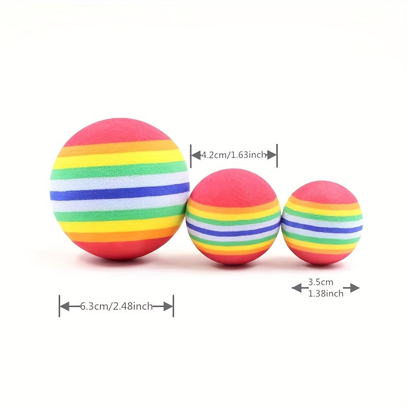 [Rainbow Cat Toy Ball] Colorful Rainbow Foam Cat Toy Ball | Small Dog Supplies Pet Toy
