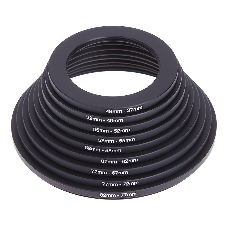 18pcs Camera Lens Filter Step Up And Step Down Lens Filter Stepping Adapter Ring 37 49 52 55 58 62 67 72 77 82mm For Nikon, Canon, Sony, Pacasonic, Fuji Pentax Olympus And Other SLR DSLR Camera Lens